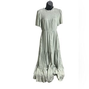 Polagram Sage Tiered Dress Maxi Size Small